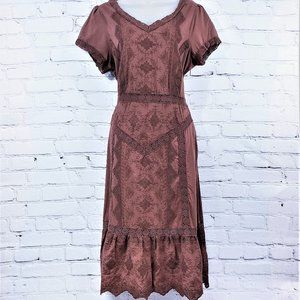 Sundance Brown Midi Lace Dress Size 10